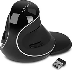 DeLUX M618 Plus GX wireless vertical Mouse, right black, USB