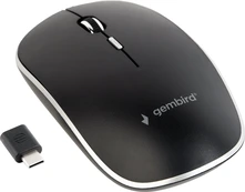 Gembird Silent wireless Optical Mouse черный/серебро, USB-C