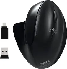 Port Designs wireless rechargeable Ergonomic Mouse, USB/Bluetooth