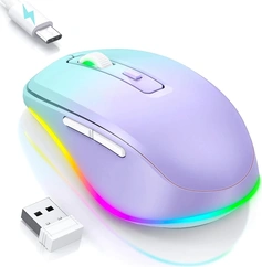 Seenda rechargeable wireless RGB Mouse with Jiggler function, light зеленый/фиолетовый, USB