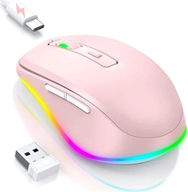 Seenda rechargeable wireless RGB Mouse with Jiggler function, розовый, USB
