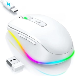 Seenda rechargeable wireless RGB Mouse with Jiggler function, белый, USB