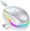 Seenda rechargeable wireless RGB Mouse with Jiggler function, серебро/белый, USB