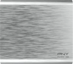 PNY Pro Elite Portable SSD, Silver Brush, 500GB, USB-C 3.1