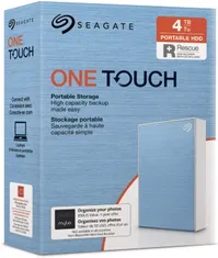 Seagate One Touch Portable HDD +Rescue, Light Blue, 4TB, USB 3.0 Micro-B