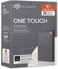 Seagate One Touch Portable HDD with Password +Rescue, Space Gray, 1TB, USB 3.0 Micro-B