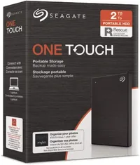 Seagate One Touch Portable HDD +Rescue, Black, 2TB, USB 3.0 Micro-B