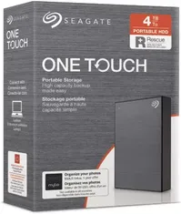 Seagate One Touch Portable HDD +Rescue, Space Gray, 4TB, USB 3.0 Micro-B