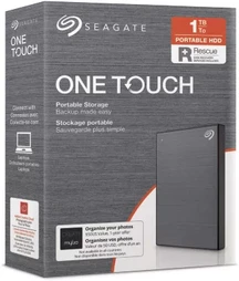 Seagate One Touch Portable HDD with Password, Space Gray, 1TB, +Rescue, USB 3.0 Micro-B