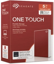 Seagate One Touch Portable HDD, Red, 5TB, +Rescue, USB 3.0 Micro-B